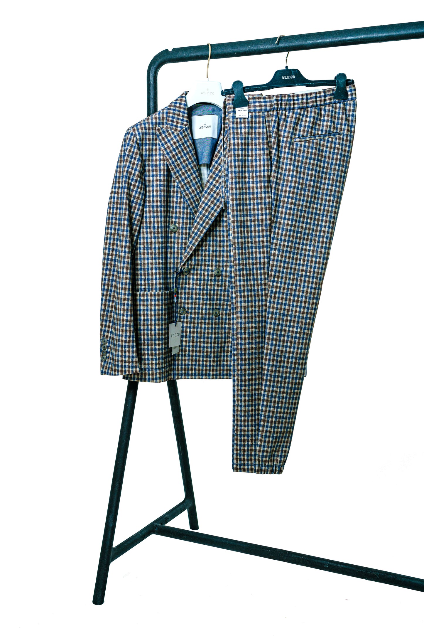 AT.P.CO blue plaid suit blazer