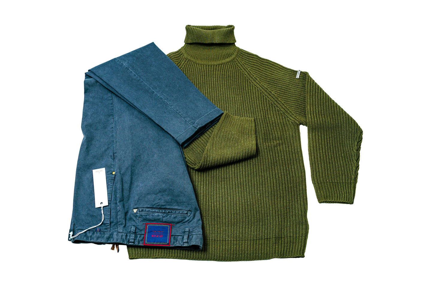 TRUSSARDI military green turtleneck sweater